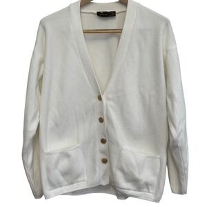 Lizsport Vintage White Button‎ Cardigan Sweater Size MED